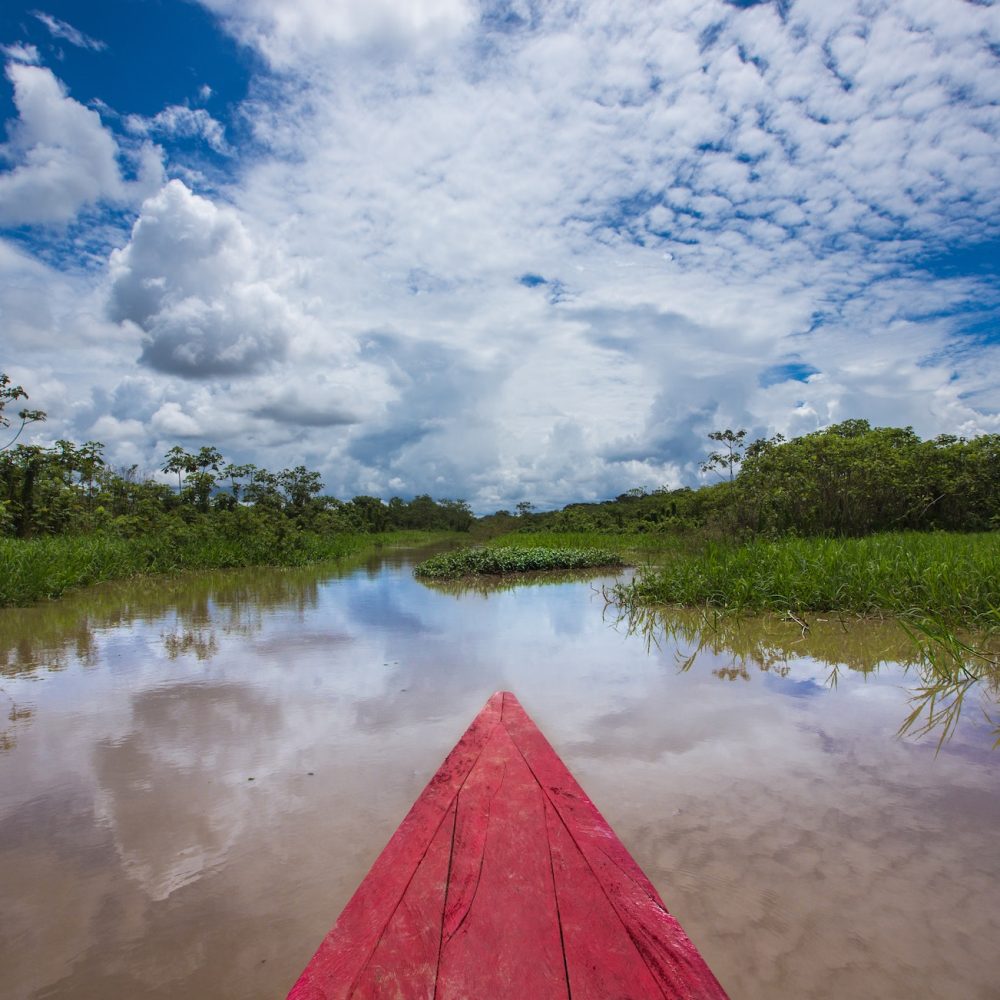Beak of boat sailing on river